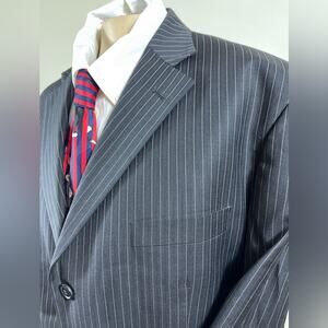 Vintage French Giorgio cosani 2pc Suit set pinstriped sz 48L wool super 140’s